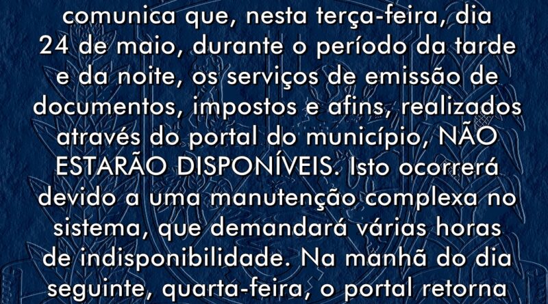 Comunicado - Manutenção e Atualização de Sistema